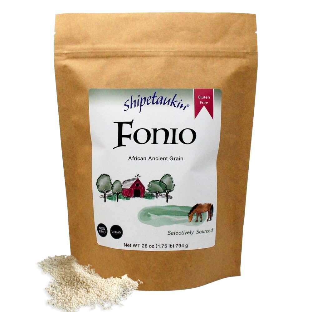 Shipetaukin Fonio African Supergrain: A Quick Cooking Whole Grain - Gluten Free - Vegan - Non GMO - Substitute for Bulgur, Rice, Couscous, Quinoa (28 Ounces)
