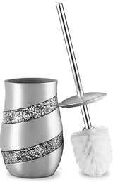 Creative Scents Silver Mosaic Toilet Brush and Holder Set - Toilet Bowl Brush and Holder, Sturdy Toilet Cleaner Brush with Stainless Steel Handle