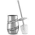 Creative Scents Silver Mosaic Toilet Brush and Holder Set - Toilet Bowl Brush and Holder, Sturdy Toilet Cleaner Brush with Stainless Steel Handle