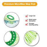 Odashen 3 Pack Washable Microfiber Replacement Mop Heads for Libman Tornado Spin Mop Refill, Microfiber Refill Head for New Version Spin Mop System