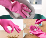 Myungjin (2 Pairs Reusable Waterproof Household Dishwashing Non-Slip Cleaning Latex Rubber Kitchen Gloves (Pink, Large)