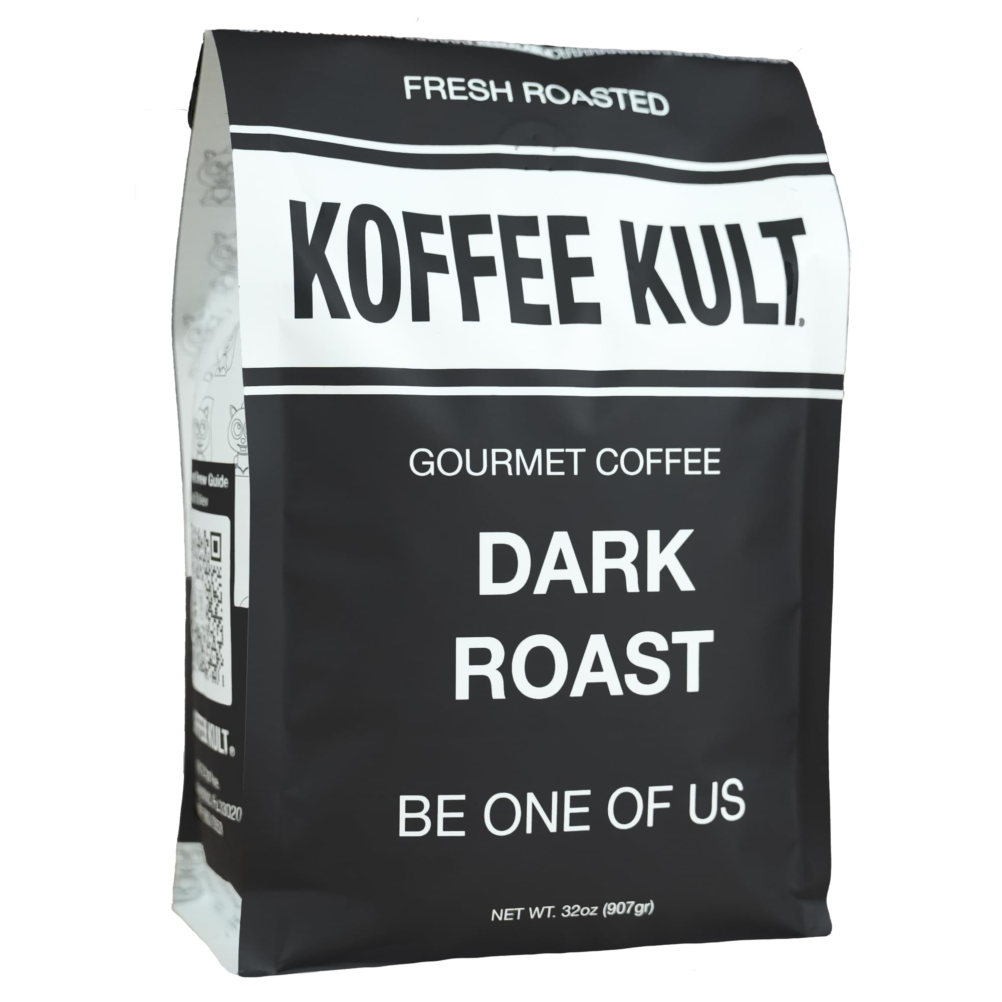Koffee Kult Dark Roast Whole Bean Coffee - Small Batch 100% Arabica Gourmet Blend, Smooth and Well Balanced Artisan Roasted in 32oz Resealable Package
