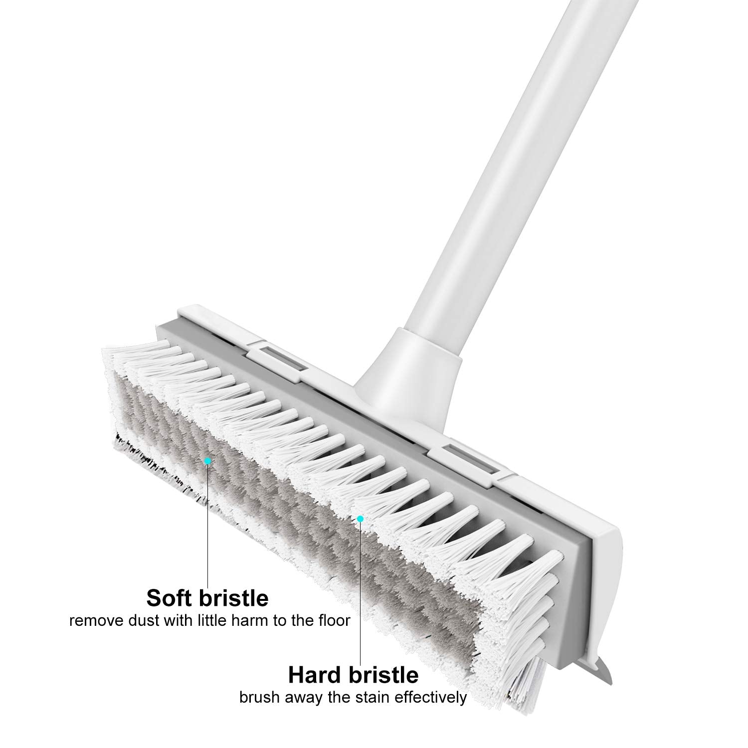 BOOMJOY Floor Scrub Brush with Long Handle, 2 in 1 Scrape and Brush, Stiff Bristles for Cleaning Bathroom, Patio, Garage, Kitchen, Deck, Tile