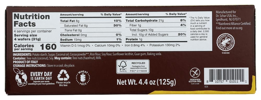 Schar Cocoa Wafer Gluten Free -- 4.4 oz (Pack of 4)