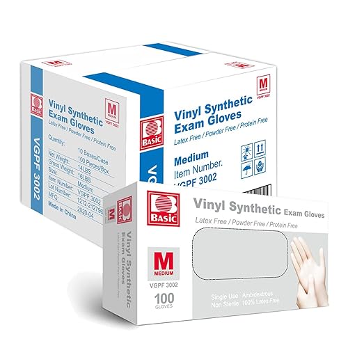 Medical Clear Vinyl Exam Gloves - Latex-Free & Powder-Free - VGPF3002 (Case of 1000,Clear), Medium