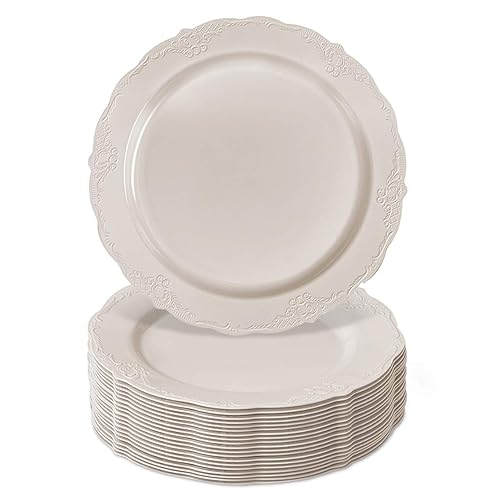 DISPOSABLE DINNERWARE SET, 20 Cake Plates (Vintage - Cream, 9")