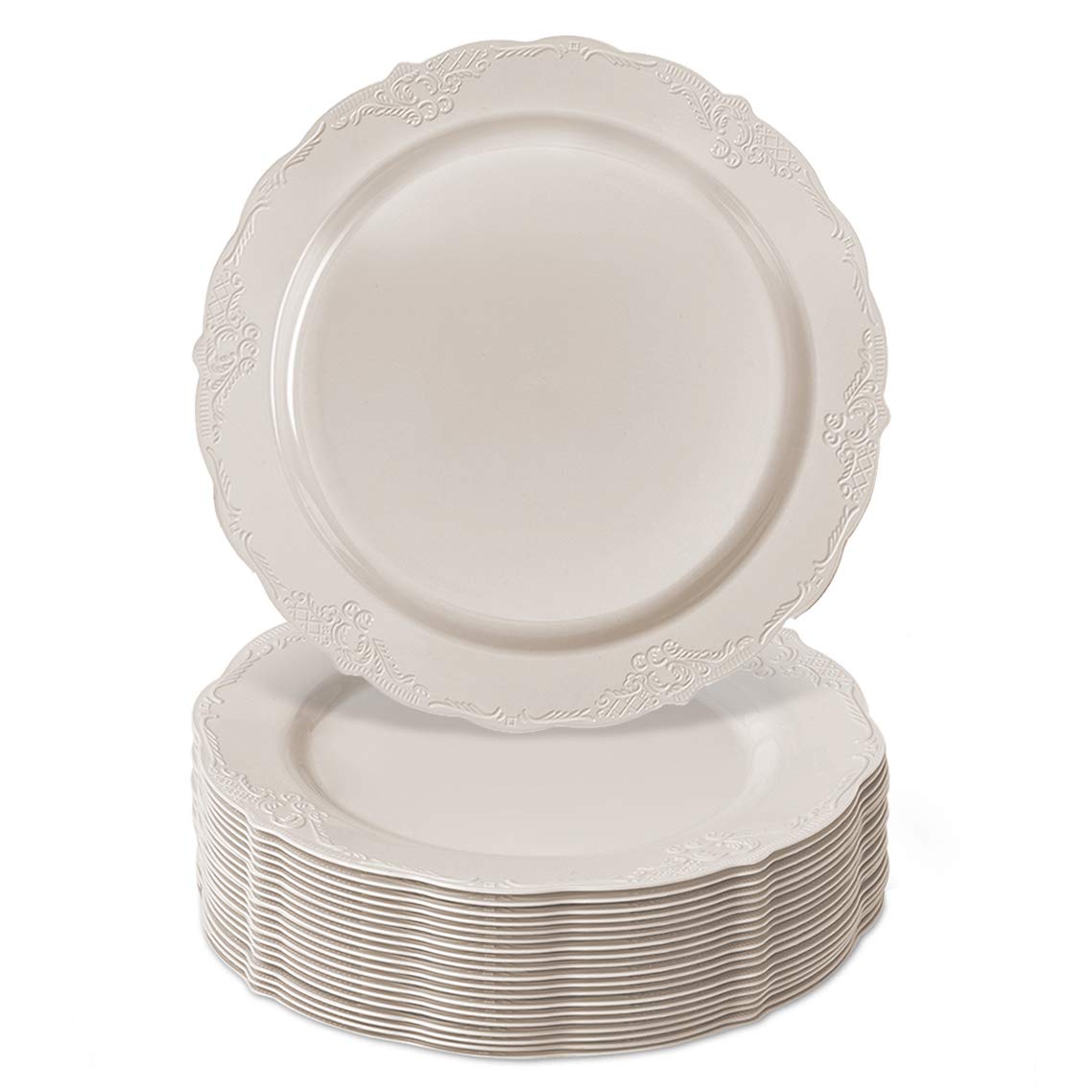 DISPOSABLE DINNERWARE SET, 20 Cake Plates (Vintage - Cream, 9")