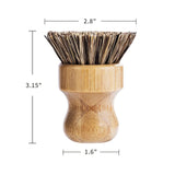 Palm Pot Brush- Bamboo Round 3 Packs Mini Dish Brush Natural Scrub Brush Durable Scrubber Cleaning Kit with Union Fiber and Tampico Fiber for Cleaning