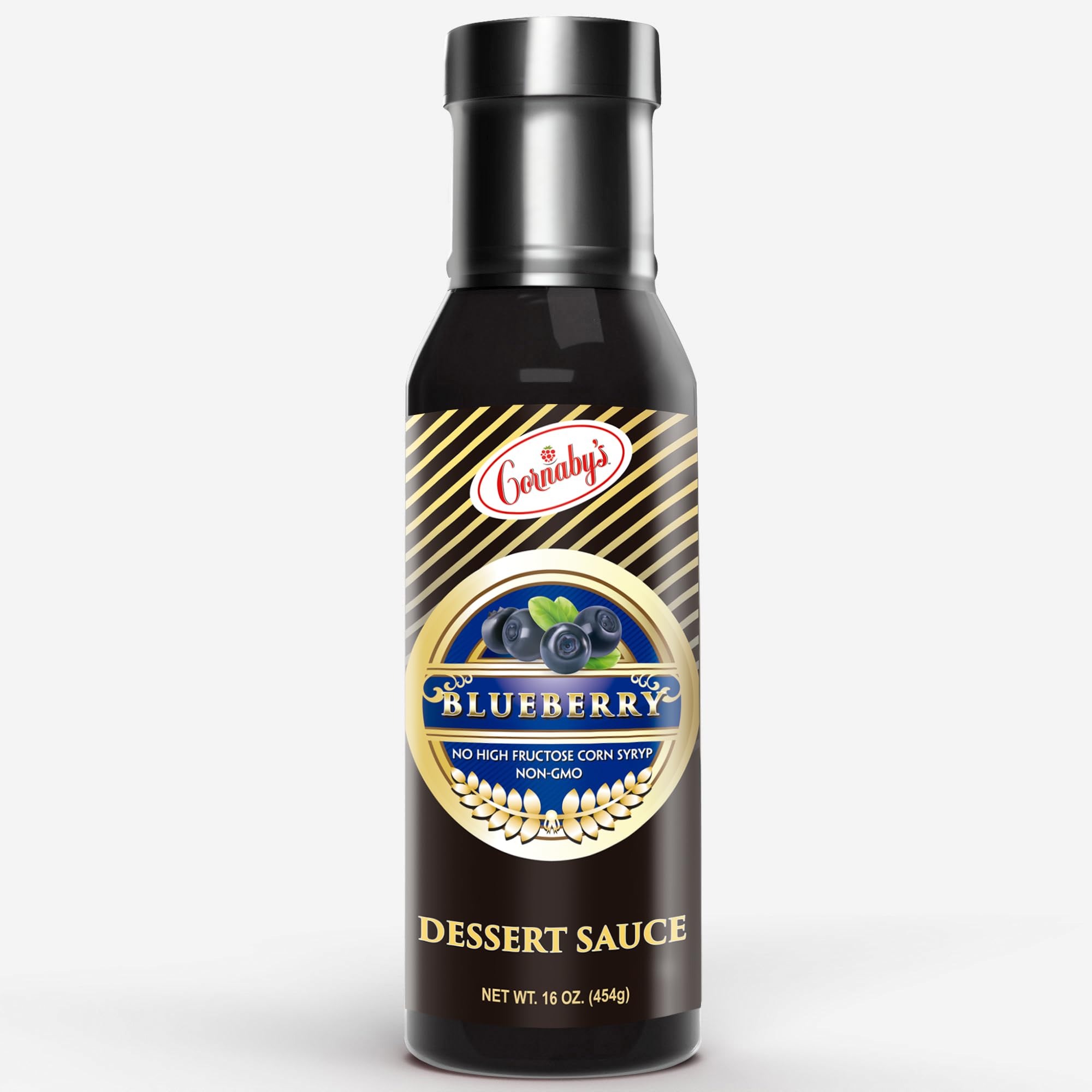 Cornaby’s Gourmet Blueberry Dessert Sauce | Blueberry Syrup for Drinks, Coffee & Pancakes - Plastic Bottle | Made with Natural Real Fruit, Pack of 1