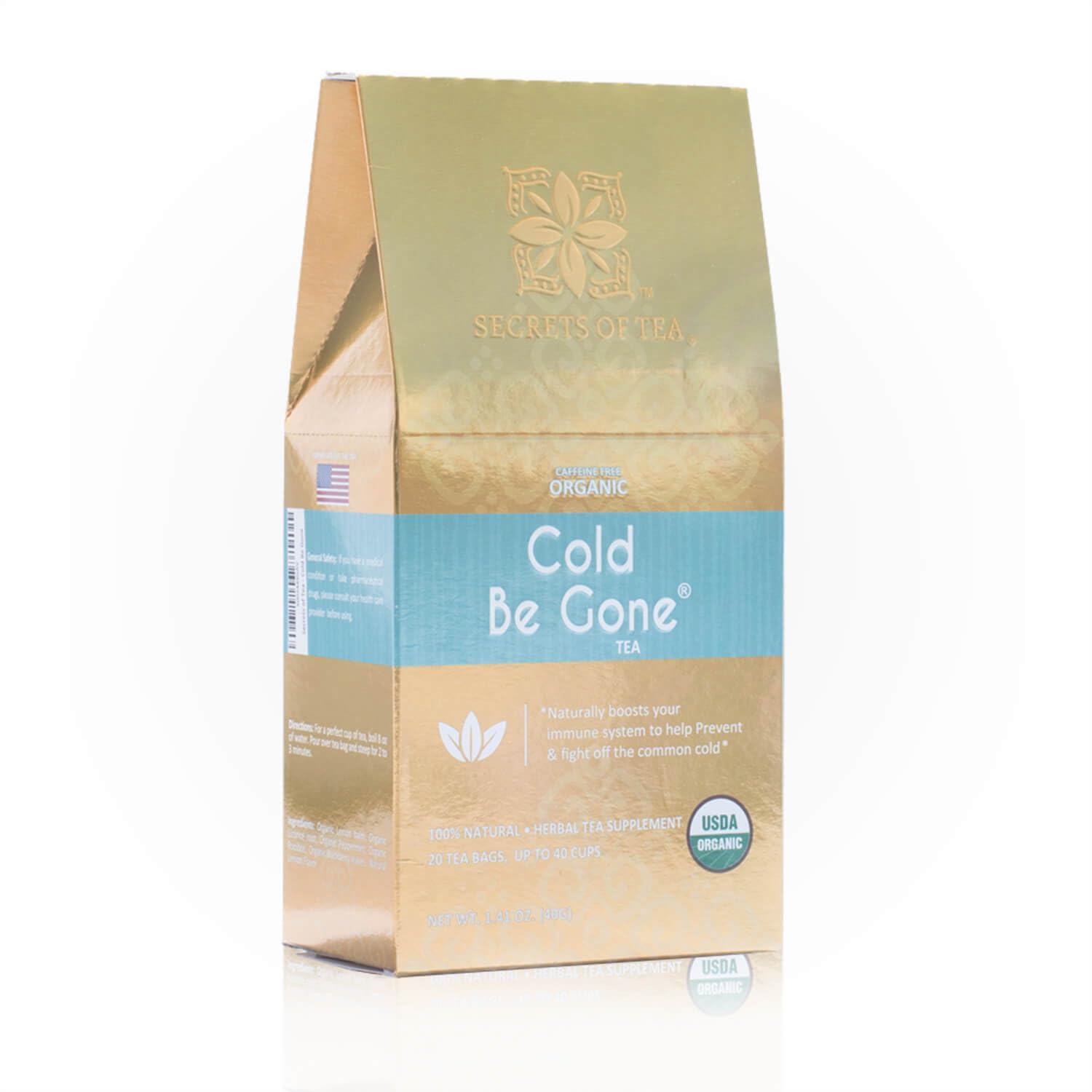 Secrets of Tea - Cold Be Gone Herbal Tea - Organic Herbal Blend - Natural Cold Season Herbal Tea - Soothing Caffeine-Free Wellness Tea - Up to 40