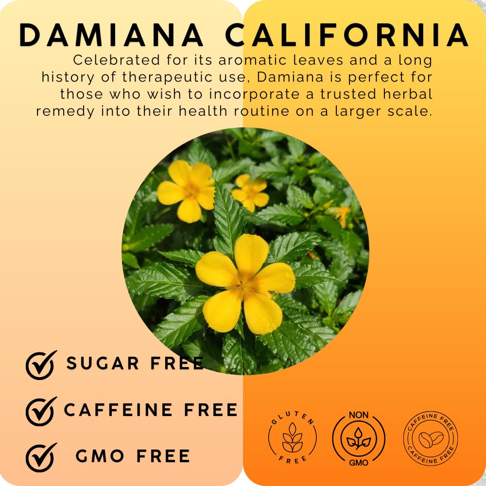 Natural Infusions - Damiana Leaf 4oz | Loose Herbal Tea | Authentic Mexican Origin | Caffeine Free, Gluten Free, Non-GMO | Herbal Infusion Blend