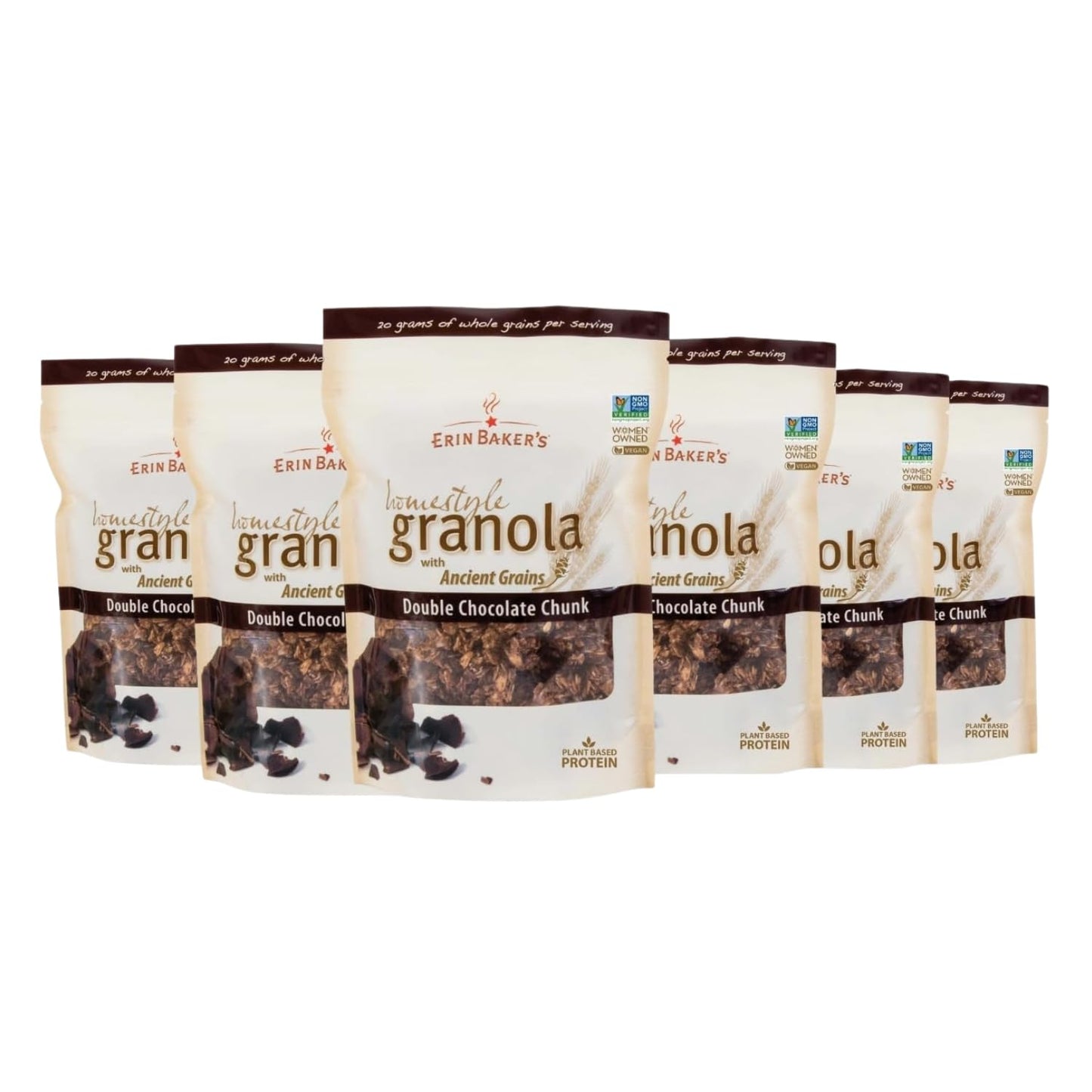 Erin Baker’s Homestyle Double Chocolate Granola with Ancient Grains - Made from Natural Ingredients, Crunchy, Versatile Snack or Cereal - Vegan