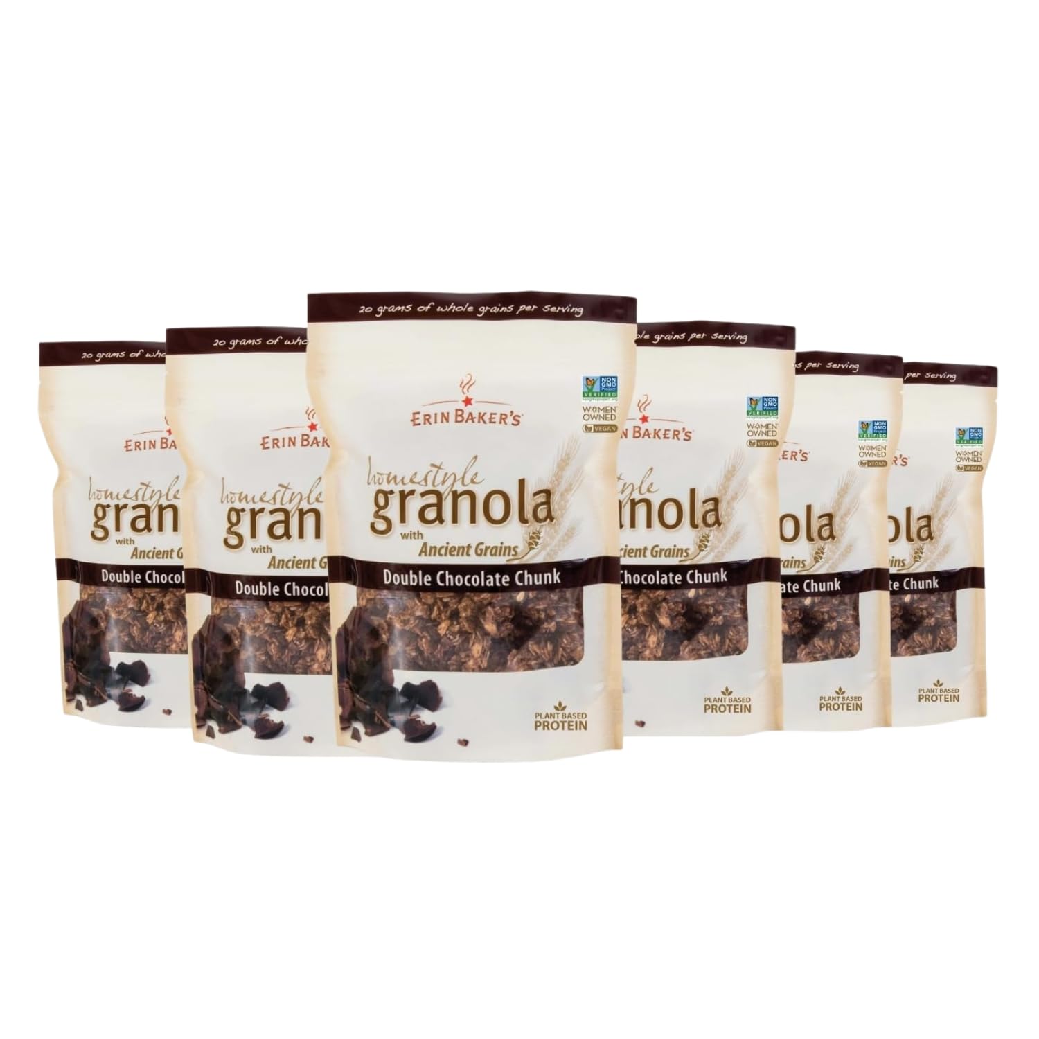 Erin Baker’s Homestyle Double Chocolate Granola with Ancient Grains - Made from Natural Ingredients, Crunchy, Versatile Snack or Cereal - Vegan