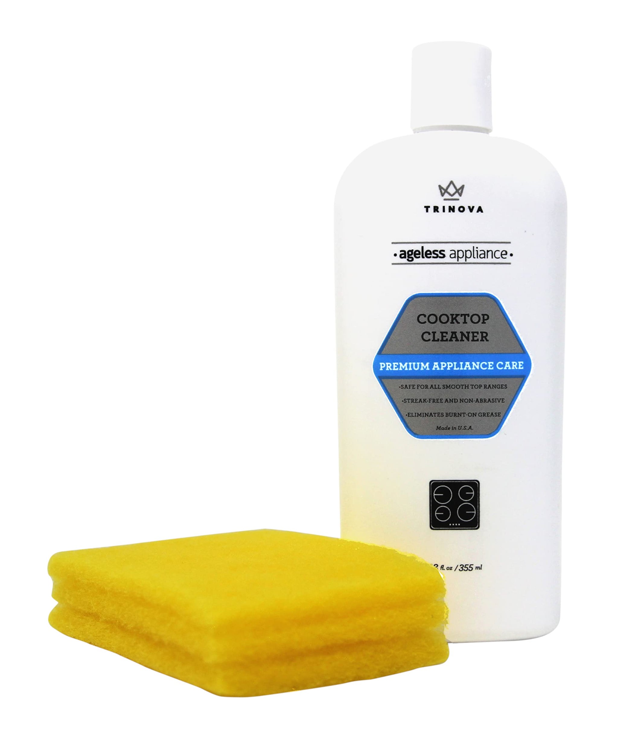 TriNova Premium Cooktop Cleaner and Scrubbing Pads. Best Cleaning Kit for Smooth Top Ranges & Stoves of Glass, Ceramic. Non-Abrasive and Scratch Free