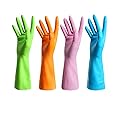 Guzon 4 Pair Waterproof Reusable Dishwashing Nitrile Gloves for Car-washing Laundry Household Cleaning Medium