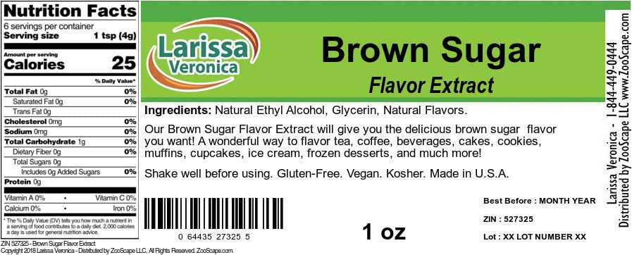 Brown Sugar Flavor Extract (1 oz, ZIN: 527325)