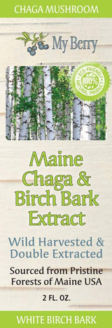 My Berry Maine Chaga Mushroom & Birch Bark Extract Liquid | 2oz | Wild Harvested & Double Extracted | USA & Canadian Grown Chaga