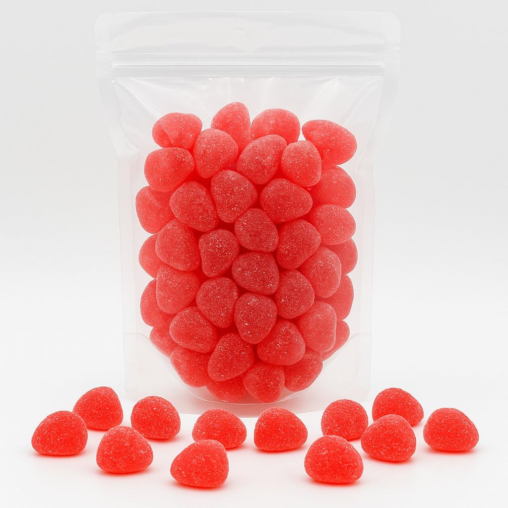 Guatemalan Strawberry Candy 3 lb - Gelatin Based Gummy, Soft and Chewy, Light Sugar Coated, Bulk Jelly Fruit Gummies in Resealable Bag