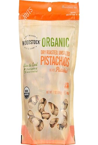 Organic Pistachios Dry Roasted and Unsalted 7 Ounces (Case of 8)