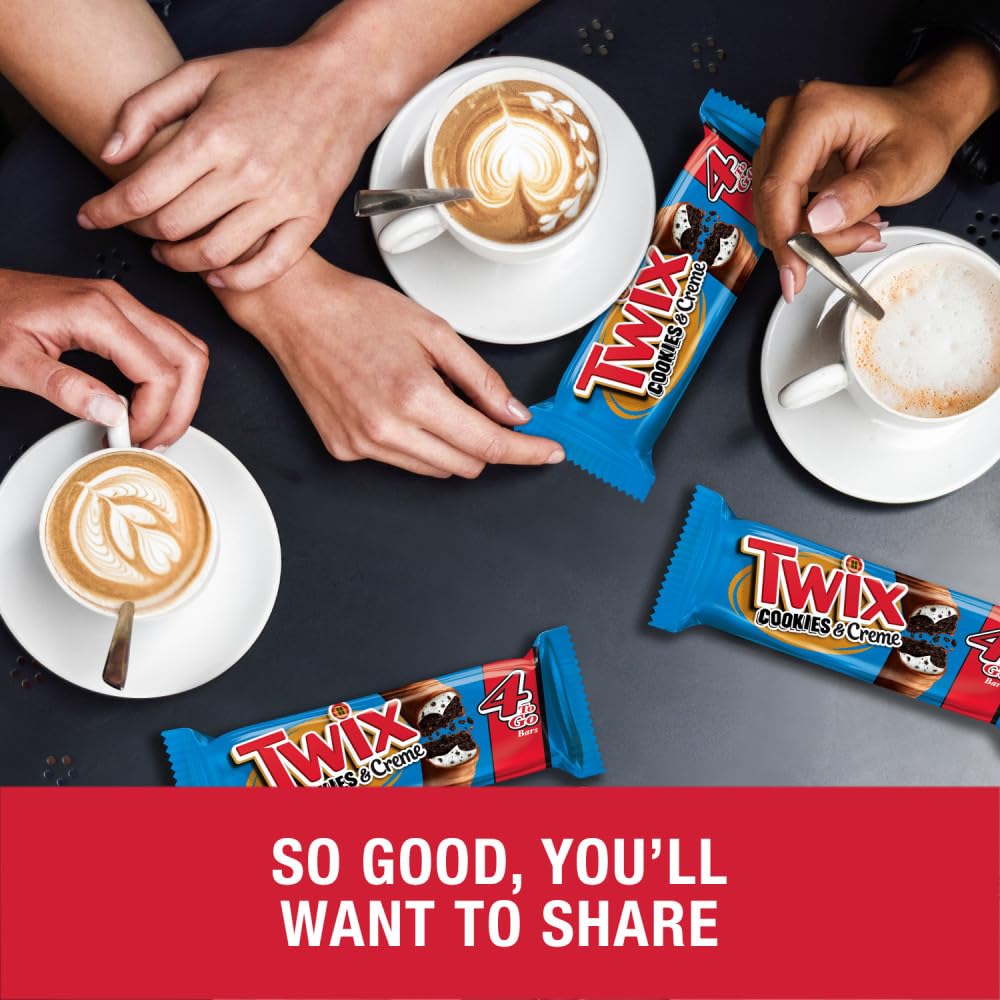 TWIX Cookies & Creme Chocolate Cookie Bar Candy, 4 To Go Size 2.87-Ounce (Pack of 20)