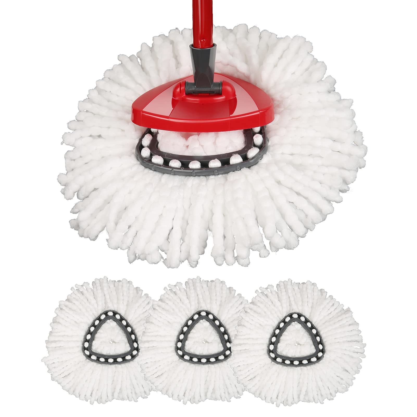 Mop Replace Head [ 3 Pack ] Mop Refills Compatible with Triangle Spin Mop, Made of Microfiber, Deep Cleaning Machine Washable and Easy-to-Replace