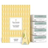 Tea Forte Jasmine Green Premium Organic Caffeinated Green Tea Blend Event Box, Bulk Pack 40 Count, 10 per tray Individually Wrapped Handcrafted