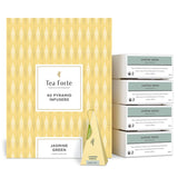 Tea Forte Jasmine Green Premium Organic Caffeinated Green Tea Blend Event Box, Bulk Pack 40 Count, 10 per tray Individually Wrapped Handcrafted