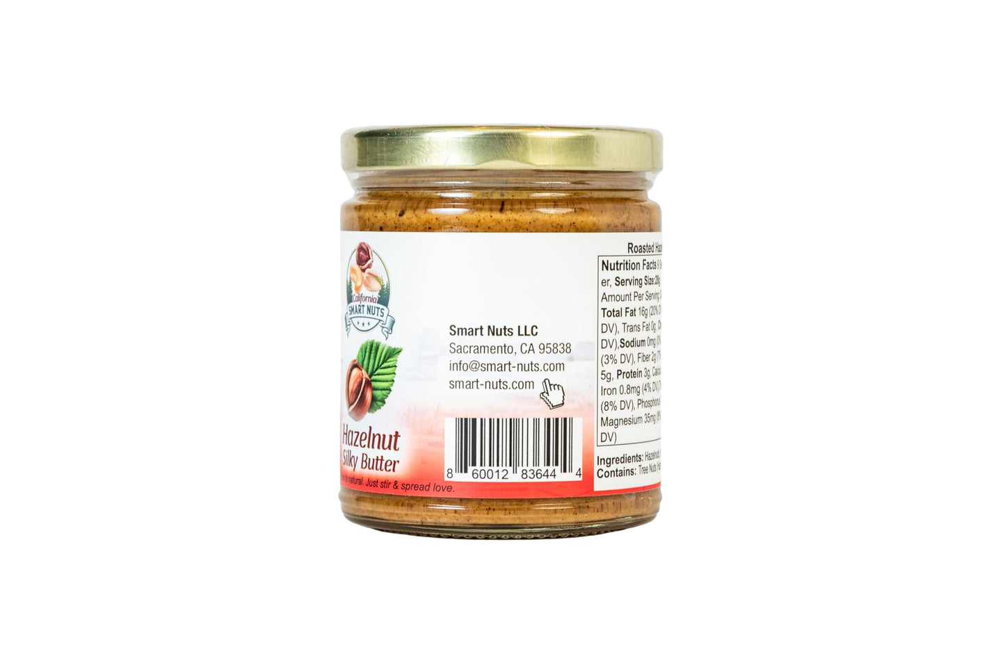 Smart Nuts Hazelnut Nut Butter - Roasted Hazelnuts with Honey & Tahini, Creamy Artisan Spread, 9 oz