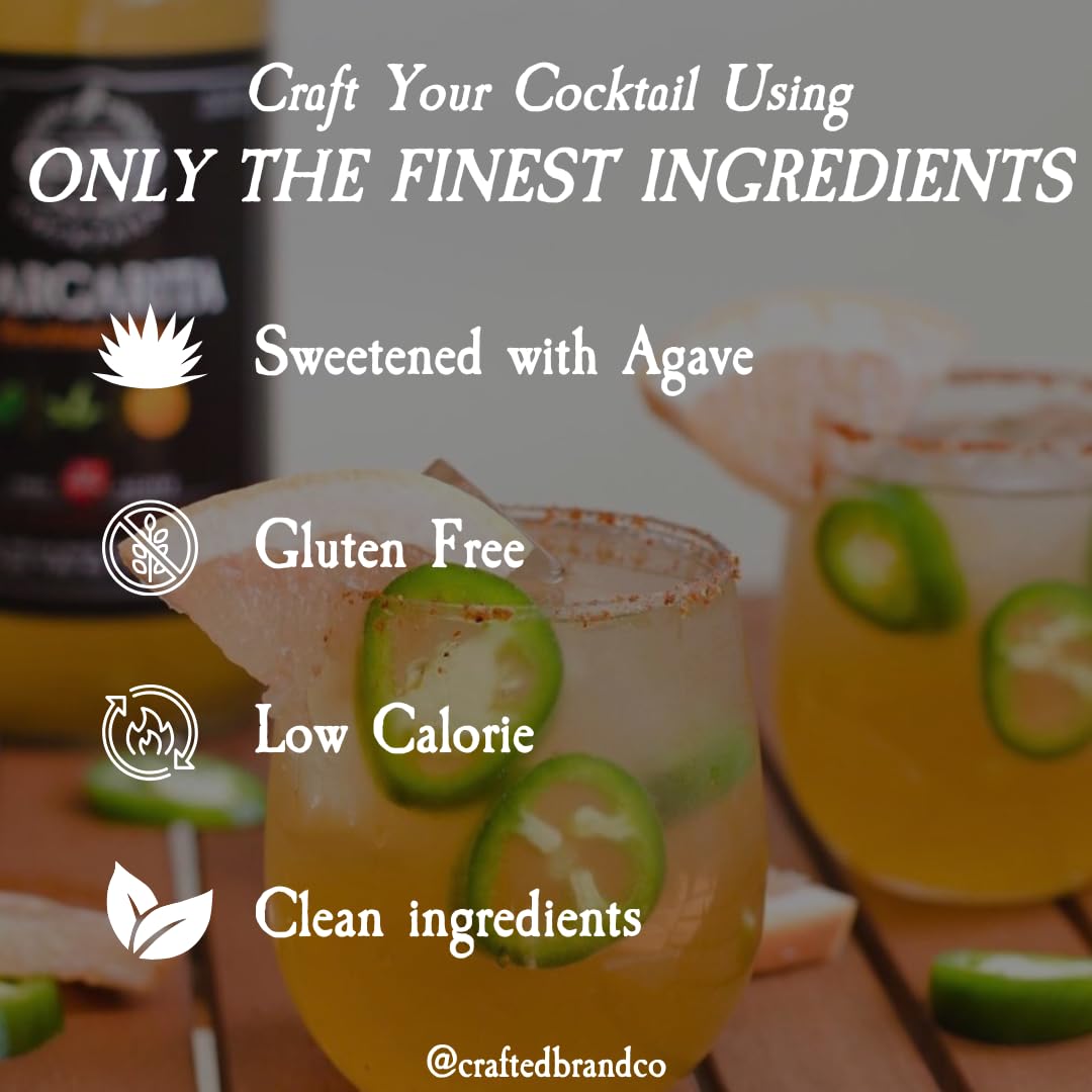 Crafted Cocktails Margarita Mix | 2 Pack (32 Fl Oz Each) | Low Calorie (60 Calories/Serving) | Premium Cocktail & Mocktail Mixer | Clean Ingredients