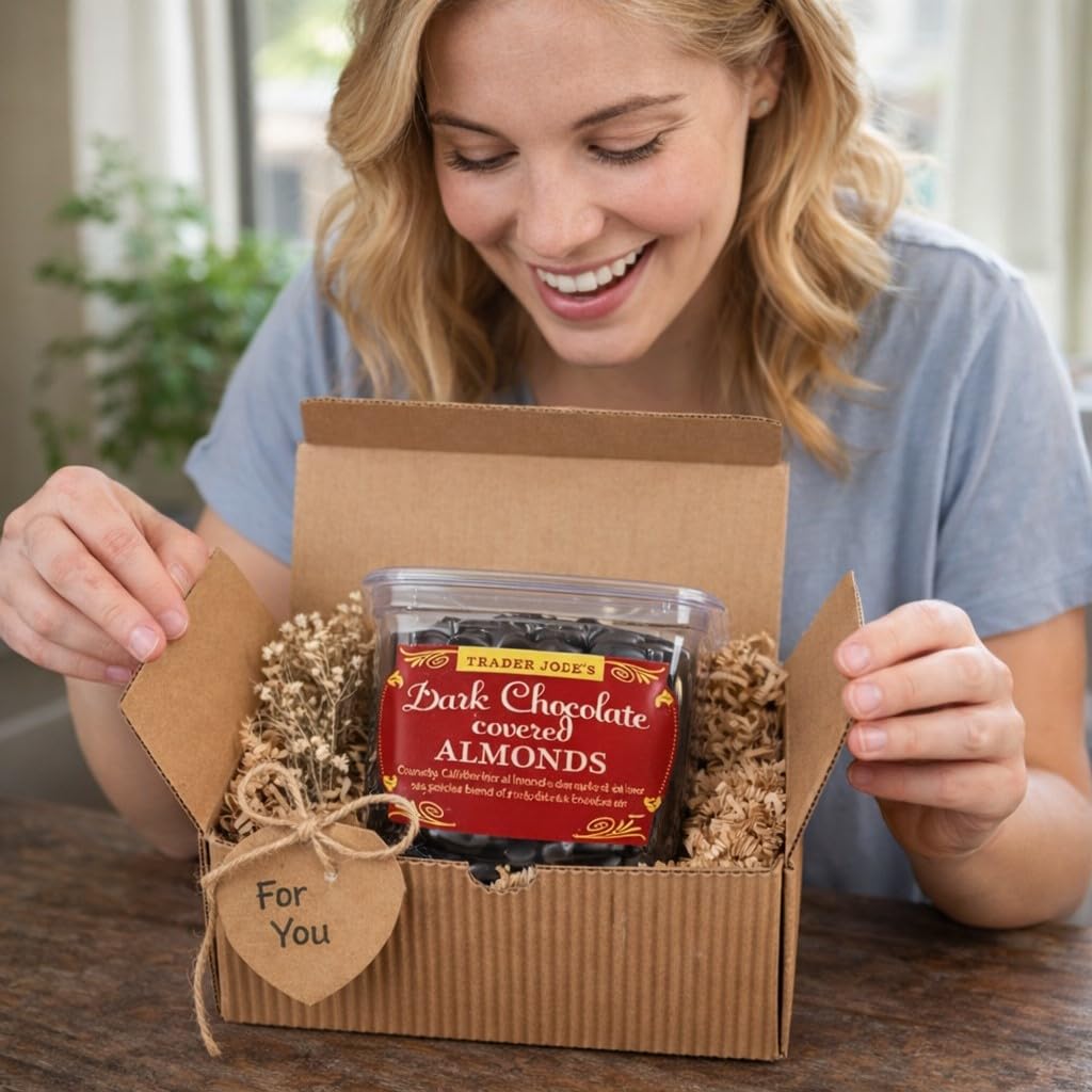 Dark Chocolate Covered Almonds, 16oz Gift Box - Perfect Chocolate Gift, Snack, or Dessert - Cold Packed for Warm Weather Delivery