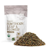 Halo Naturals Organic Hawthorn Leaf & Flower Cut & Sifted, 4 Ounces (Crataegus monogyna) Espino Blanco USDA Certified | Resealable Pouch| Packaged in