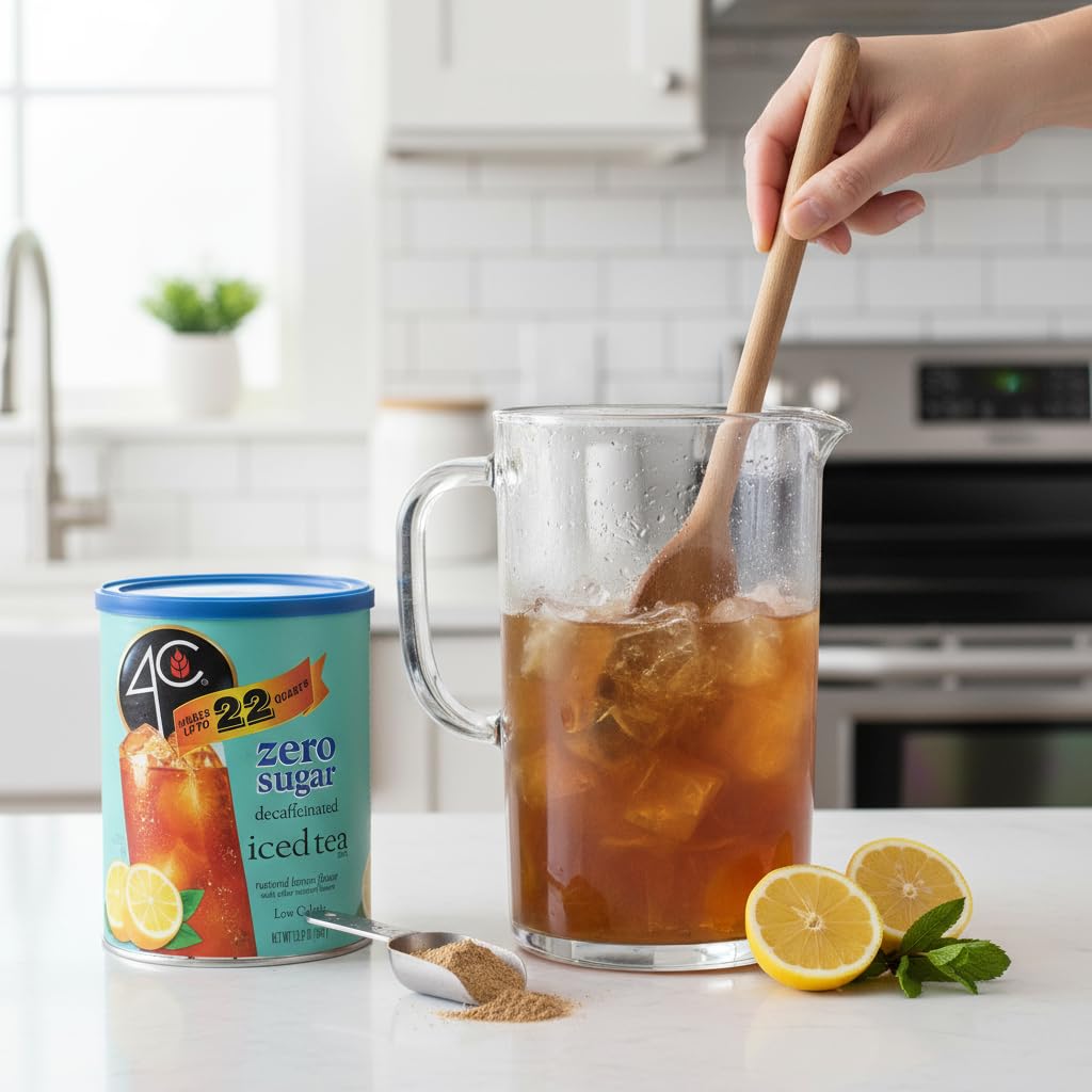 4C Zero Sugar Powdered Drink Mix Cannisters, Zero Sugar Decaffeinated Iced Tea, 22 Quarts, Family Sized Cannister, Low Calorie, Thirst Quenching