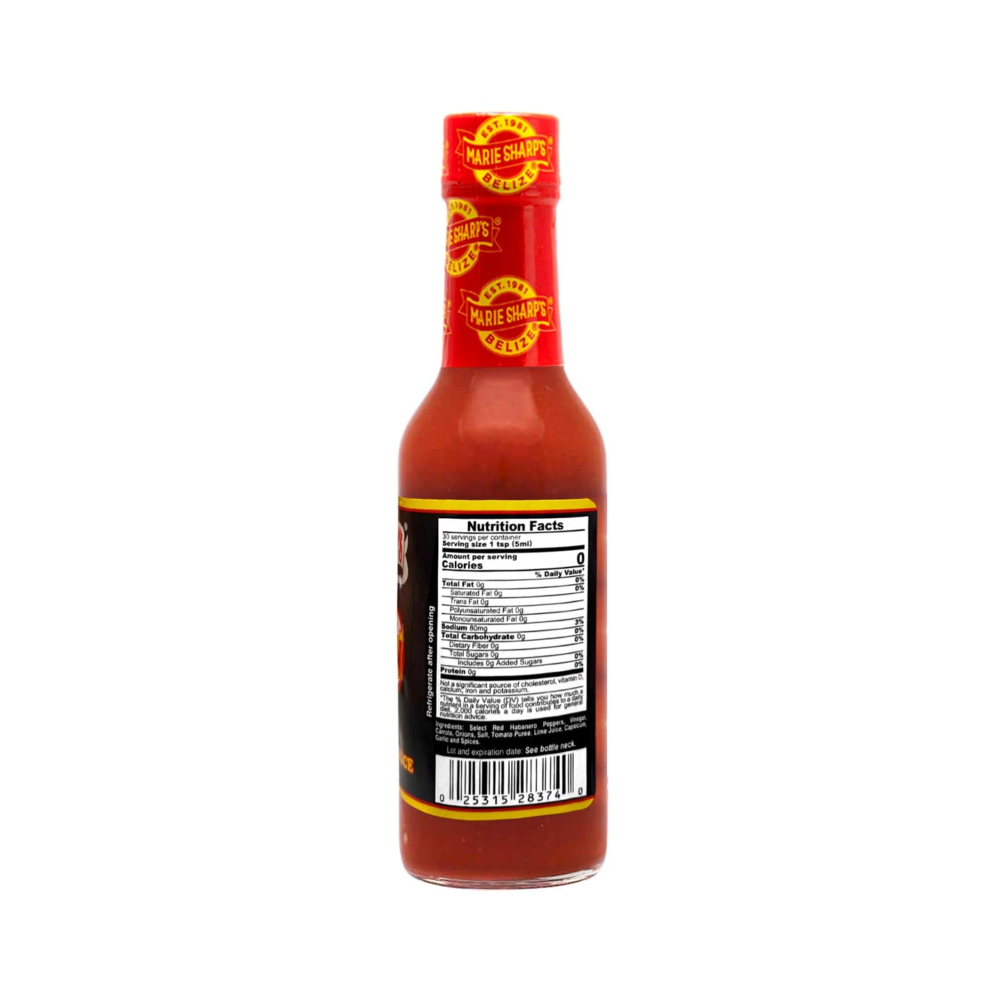 Marie Sharp’s Belizean Heat Habanero Pepper Sauce, 5 oz | Extra Hot Gourmet Hot Sauce from Belize | All-Natural, No Artificial Preservatives | Bold