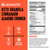 Lakanto Cinnamon Almond Crunch Granola - Delicious Snack, Quick Breakfast Cereal, Keto Friendly, Monk Fruit Sweetener, No Sugar Added, Vegan, Gluten