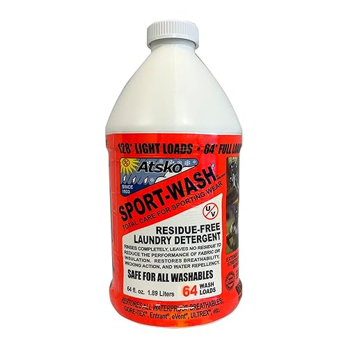 Atsko Sno-Seal SPORT WASH LAUNDRY DETERGENT, Liquid, 64 Fl Oz (Pack of 1), Unscented