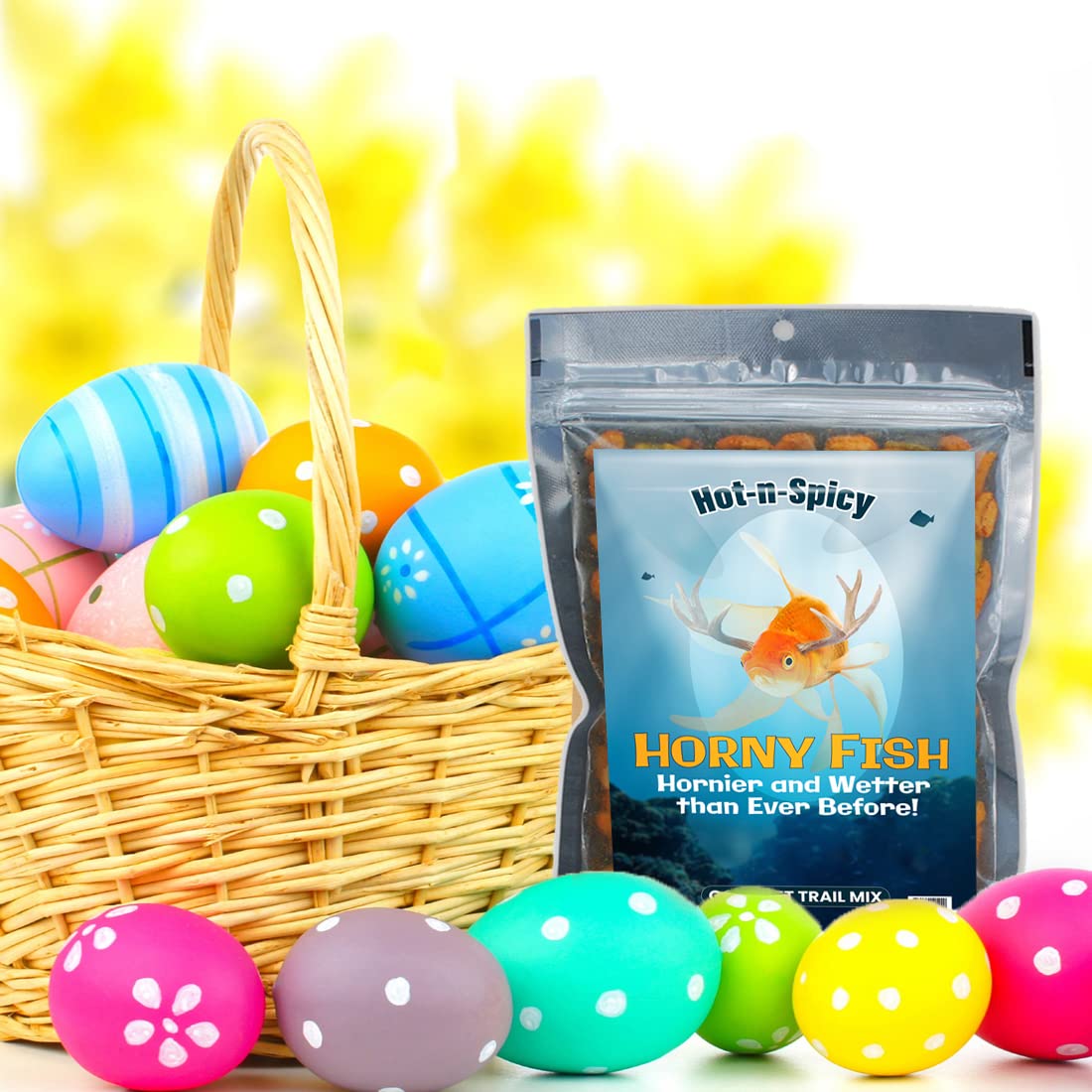 Horny Fish Gourmet Trail Mix - Funny Fishing Gifts Mens Christmas Stockings Adult - Birthday Snack Box Spicy Crunchy Salty Snacks Blend