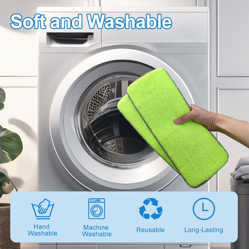 6pcs Replacement Mop Refills Compatible with Libman Rinse 'n Wring Mop and Bucket System Accessories, Washable Microfiber Cloth Mop Head Pads for Wet