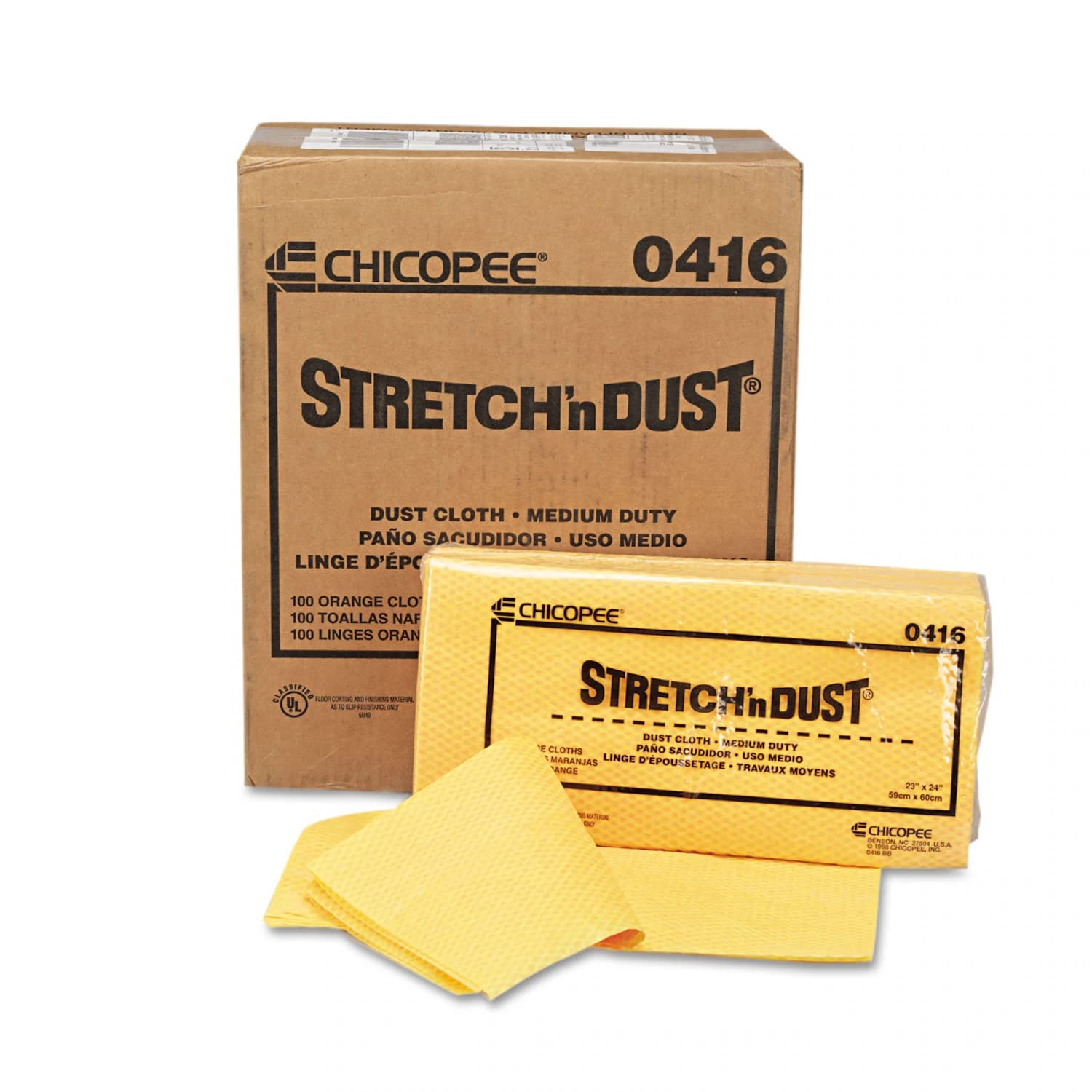 Chicopee 0416 Stretch 'n Dust, Medium Duty 24" x 24" Unfolded Dust Clothes for Furniture, Printers, Electronics, No Spray Needed (Pack of 20)