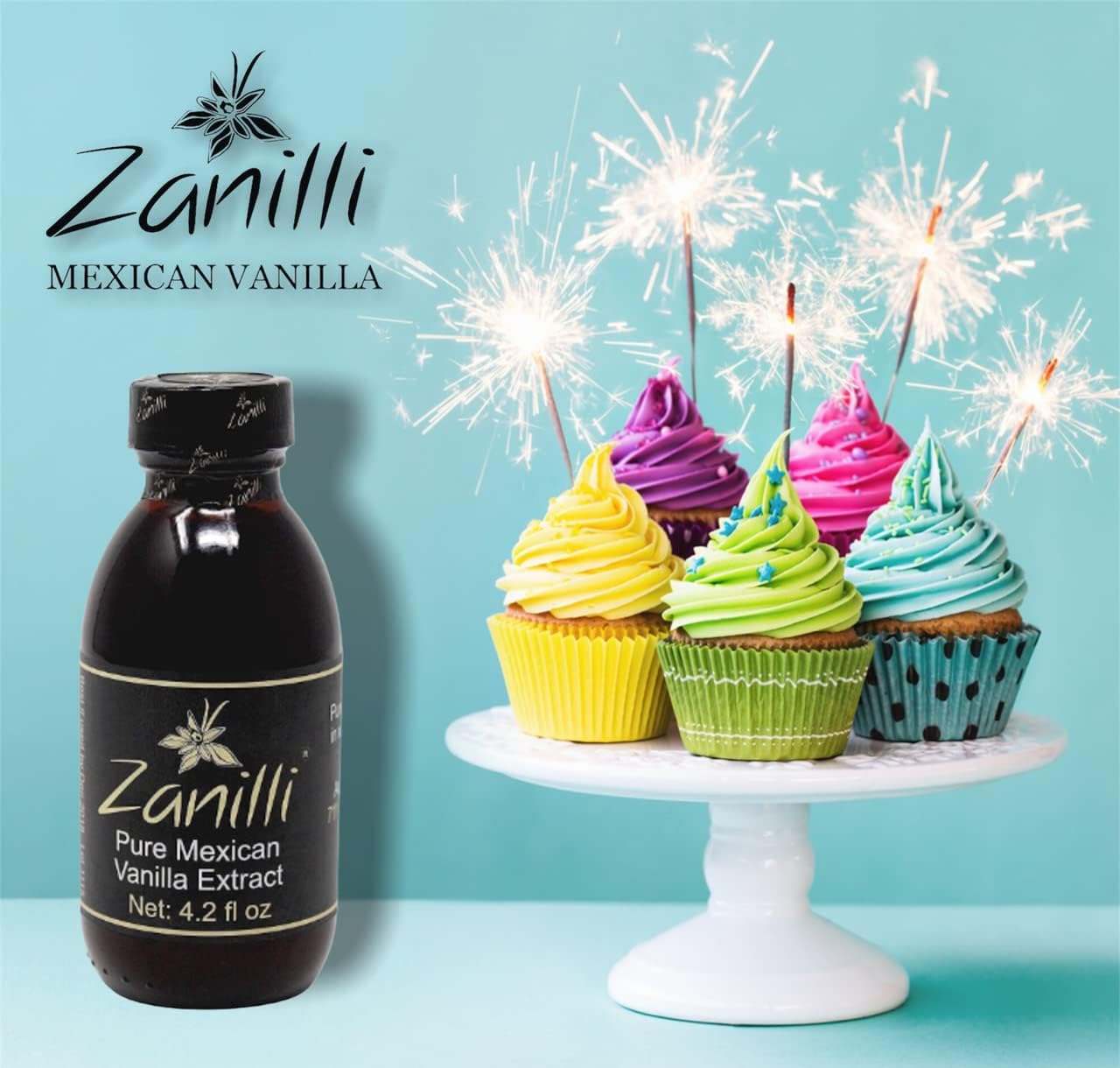Zanilli Mexican Vanilla Extract - 4.2fl oz - Pure Vanilla Extract for Baking - No Sugar Added - Gluten Free