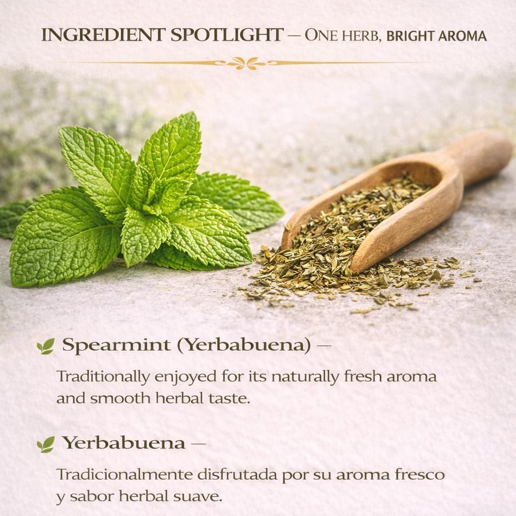 Yerbabuena Té (Spearmint Tea) - 60 Premium Tea Bags - 100% Natural Herbal Infusion (Mentha spicata) - Refreshing Minty Flavor & Digestive Support