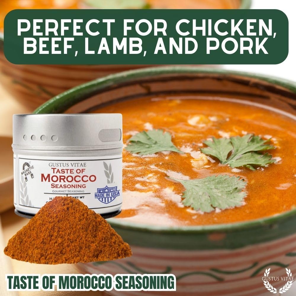 Taste of Morocco | Gourmet Seasoning | Authentic Artisanal Spice Blend | Non GMO, All Natural | Handcrated in Small Batches in USA | Ultra Premium