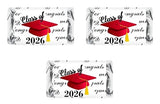 RokAPary 60 Graduation Cap Party Class of 2026 Miniatures Candy Bar Wrapper, (Set of 60) Mini Candy Chocolate Bar Stickers, Labels, Candy Not