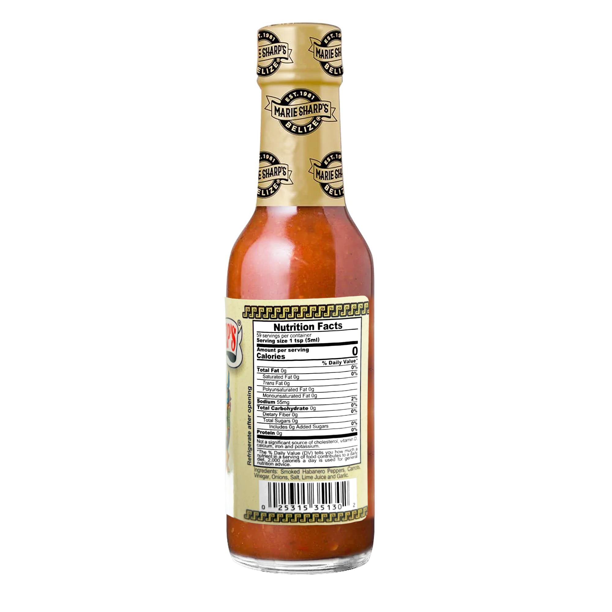 Marie Sharp’s Smoked Habanero Pepper Sauce, 10 oz - Belizean Hot Sauce with Bold Smoke & Heat - All-Natural, Gluten-Free (Pack of 3)