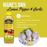 World Harbors Lemon Pepper Garlic Sauce & Marinade, Made in Maine, Ideal for Chicken Wings, Seafood, Grilled Meats, Salads, Stir-Fries, Sandwiches
