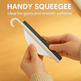 Mini Shower Squeegee for Glass Doors - Small Handy Bathroom, Countertop & Window Cleaner with Rubber Blade and Hook for Tile Walls, Mirrors, Kitchen
