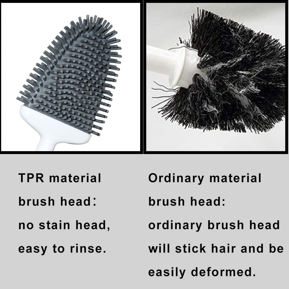 Sellemer Toilet Brush and Holder Set for Bathroom, Flexible Toilet Bowl Brush Head with Silicone Bristles, Compact Size for Storage and Organization
