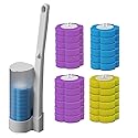 Disposable Toilet Brush, Disposable Toilet Cleaning System, Disposable Bathroom Brush with 30 Replacement Heads, Toilet Brush and Seat Cover Set