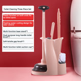 Toilet Brush and Plunger Set Toilet Plunger and Brush Combo Bathroom Deeply Cleaning Tools Bathroom Toilet Bowl Brush with Holder Pink 1 Set