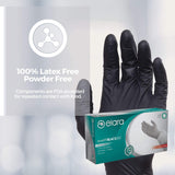 Elara FNE301BK EverfitBLACK3G Nitrile Disposable Gloves, 3 mil, Black, Powder Free, Food Safe, Non-Latex, Size Small, Box of 100
