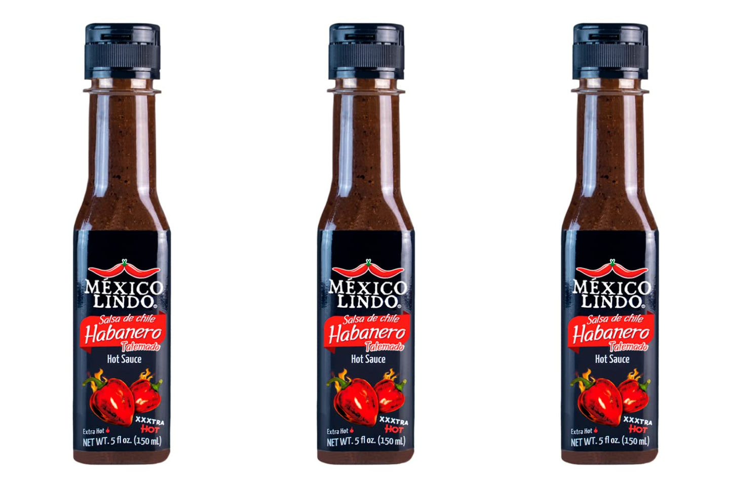 Mexico Lindo Habanero Hot Sauce Xxxtra Hot | 83,200 Scoville Level | Mix of Habanero, Tatemados & Spices | Perfect for Quesadillas, Soups & Nachos | 5